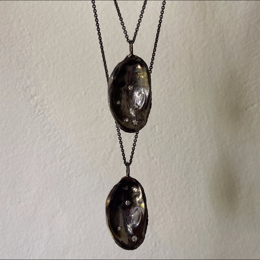 Oyster Shell Pendant With Diamonds