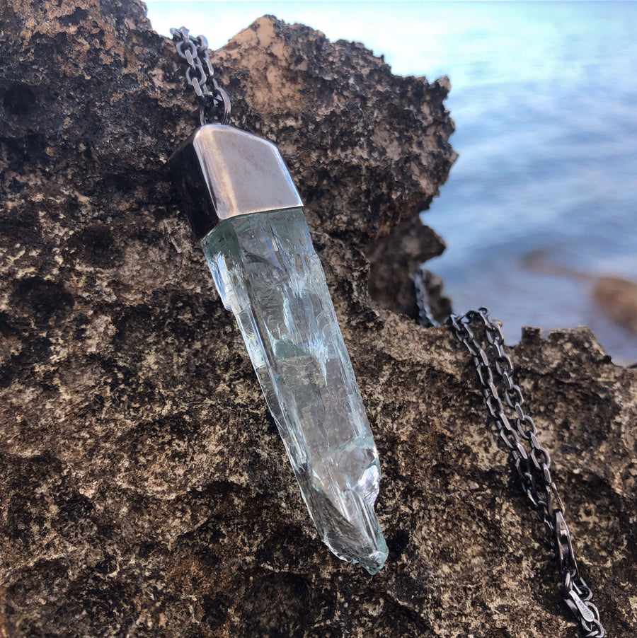 Aquamarine Raw Crystal Pendant