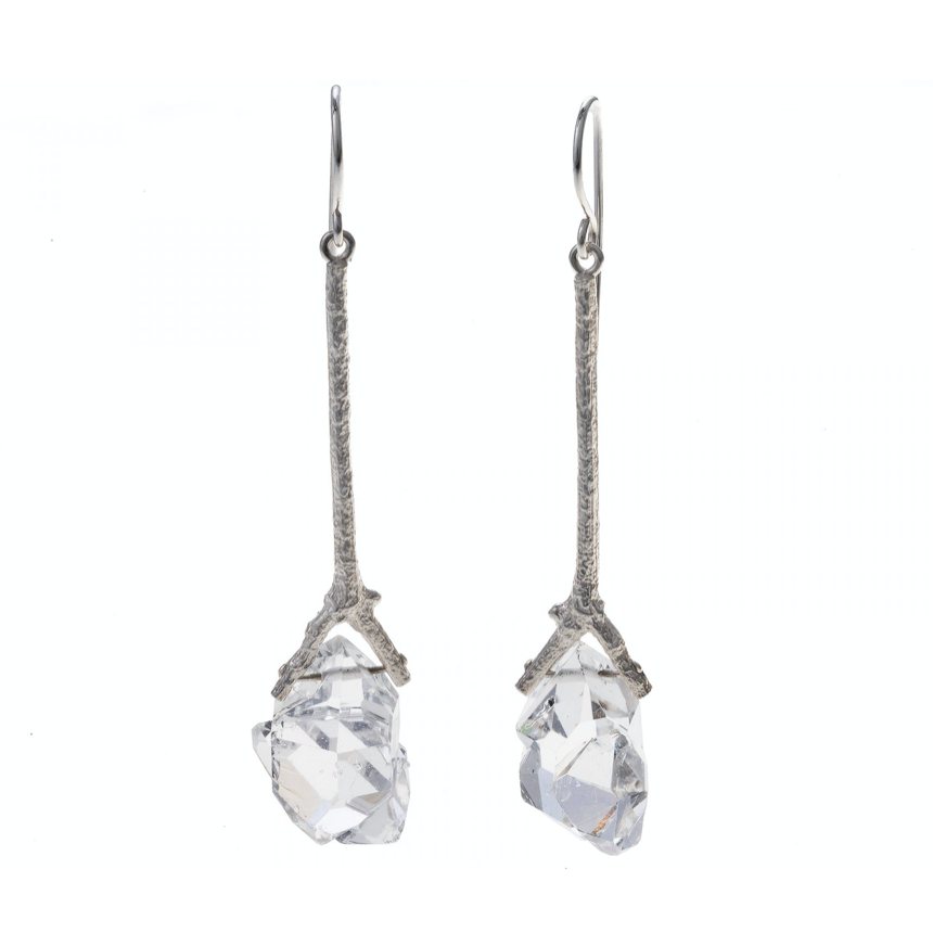 Bermuda Cedar Branch Earrings With Herkimer Diamond