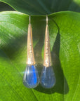 Calla Lily Tube Earrings With Labradorite Drop