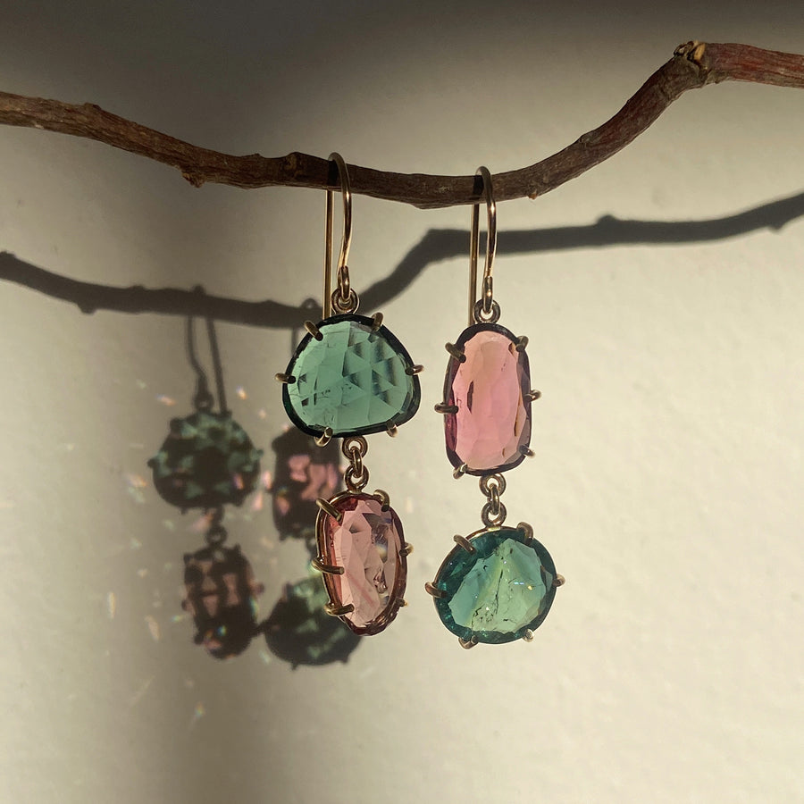 Tourmaline Stained Glass Earrings