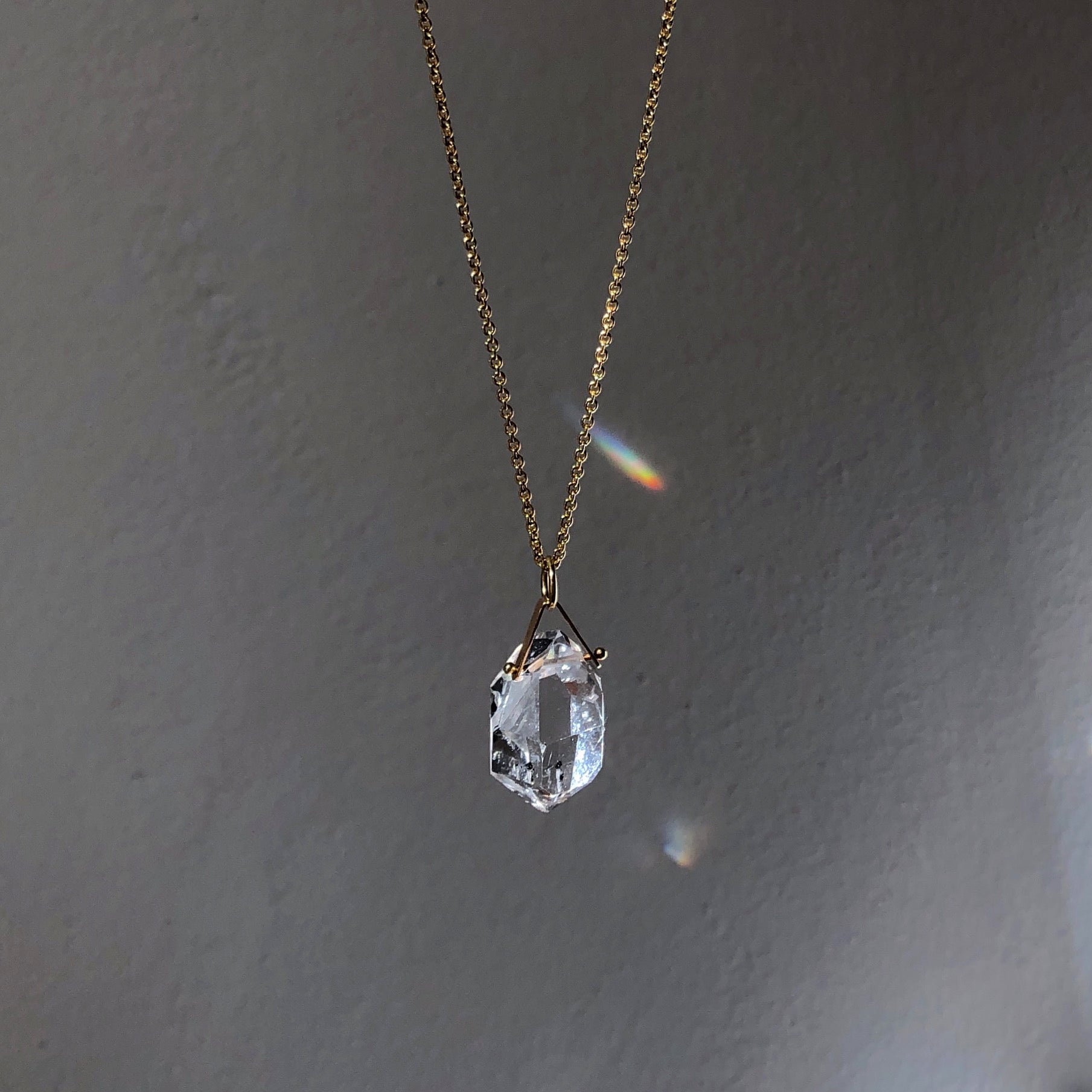 Herkimer Diamond Pendant With 14K Signature Bail