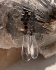 Tourmalinated Quartz Drop Earrings with Paillettes