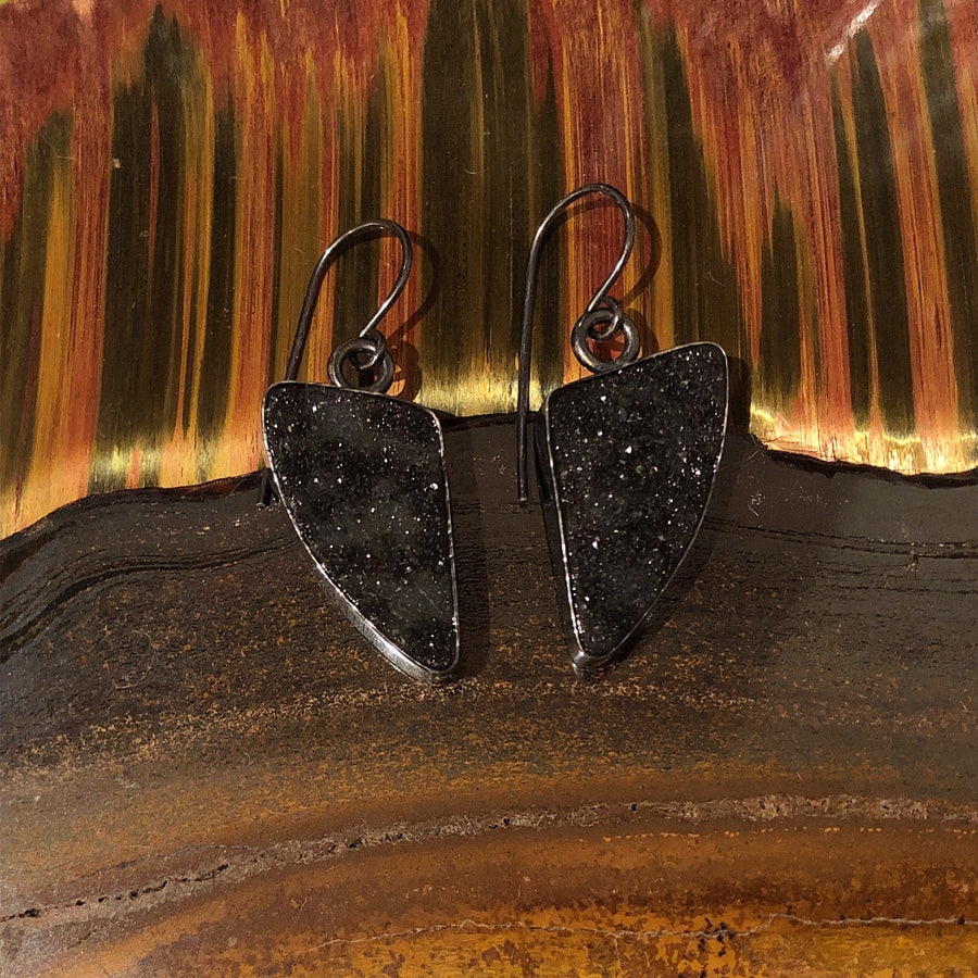 Spotted Agate Drusy Tooth Earrings