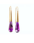 Calla Lily Tube Earrings With Amethyst Drop