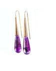 Calla Lily Tube Earrings With Amethyst Drop