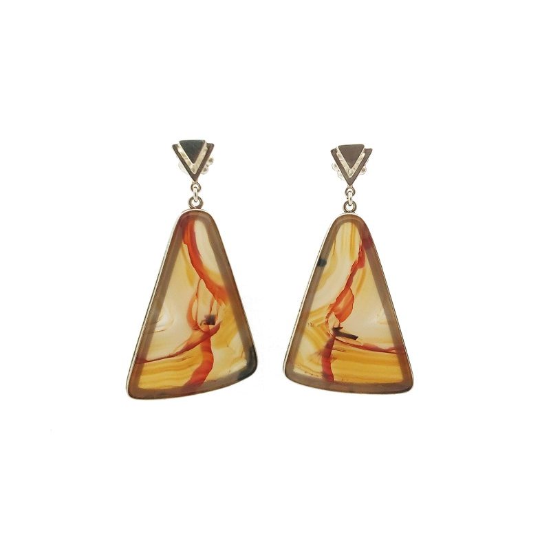 Brazilian Agate Large Triangle Earrings