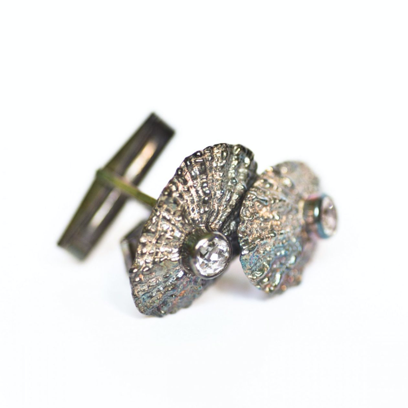 Keyhole Limpet Cufflinks in Oxidised Sterling