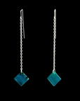 Sterling Silver Chain Earrings With Gem Silica