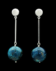 Mod-Bar Earrings With Chrysocolla Globes