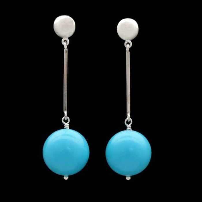 Mod-Bar Earrings With Turquoise Gumballs