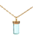 Aquamarine Amulet with 14K Yellow Gold Cap