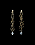 18K Yellow Gold Loop Earrings With Herkimer Diamonds